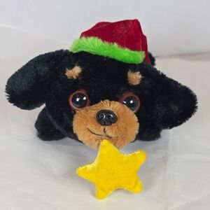 Walmart Holiday Dreams Rottweiler Dog Plush Santa Hat Star Christmas 2011